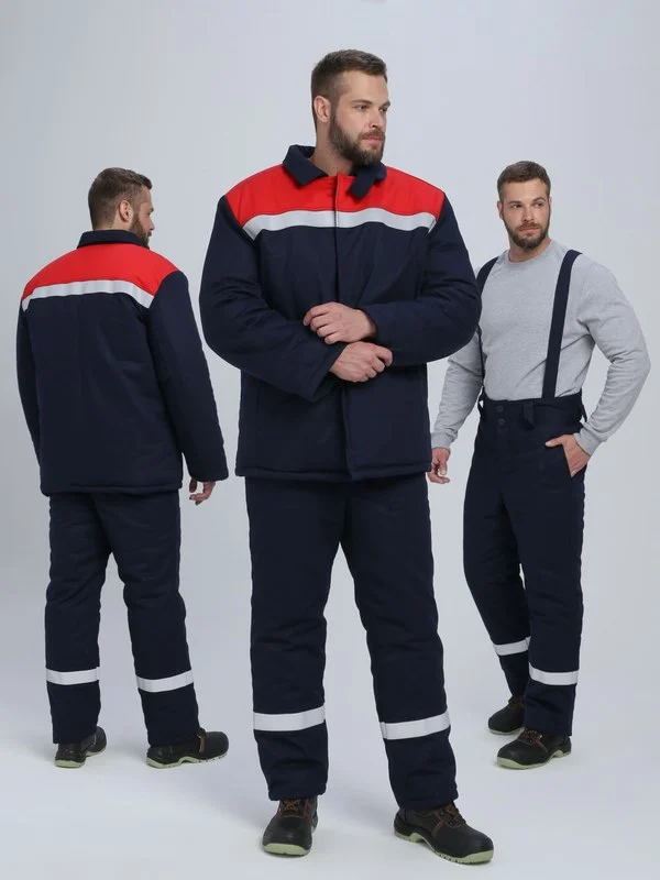 Костюм сварщика зимний Велдсвар-СОП 1 кл.защиты (тк.Хлопок ОП,350) брюки, т.синий/красный