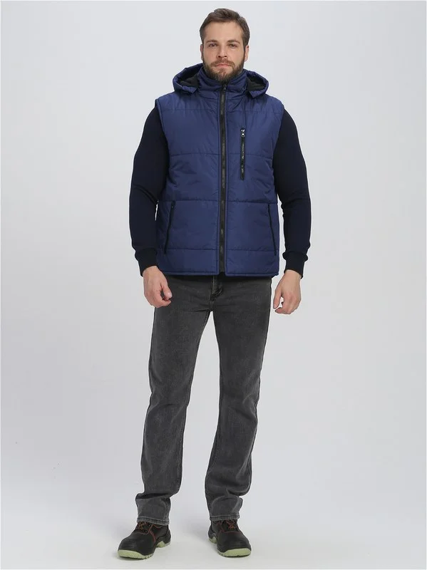 Жилет утепленный с капюшоном Резко (тк.Таслан,135), т.синий