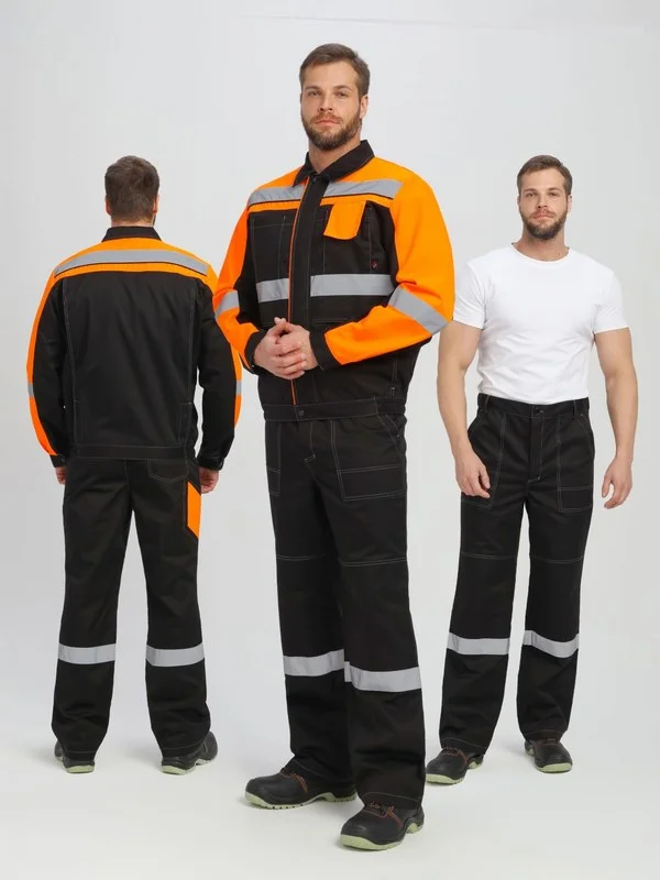 Костюм Вивантек-1 СОП К. (тк.Смесовая МВО,240) брюки, черный/оранжевый