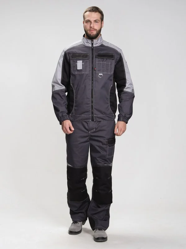 Костюм Вектрон-1 (тк.Смесовая,240) брюки, т.серый/св.серый/черный