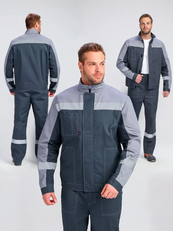 Костюм Бриготек-1 СОП (тк.Смесовая,260) брюки, т.серый/св.серый