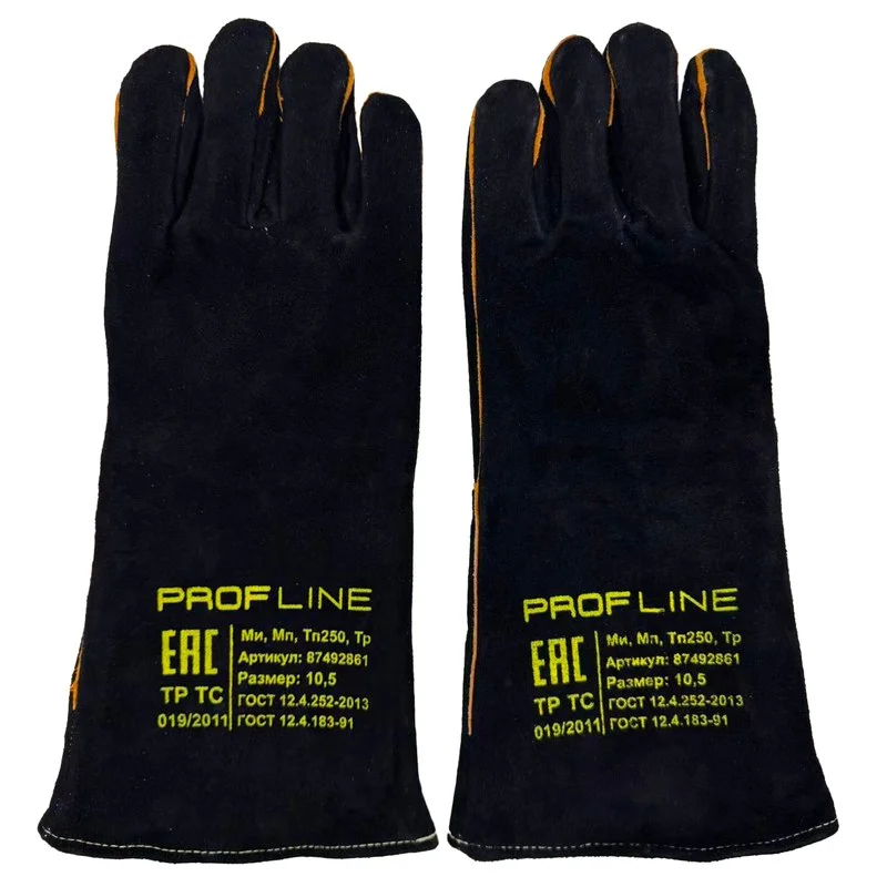 Перчатки (краги) спилковые термозащитные ProfLineLeader, черный