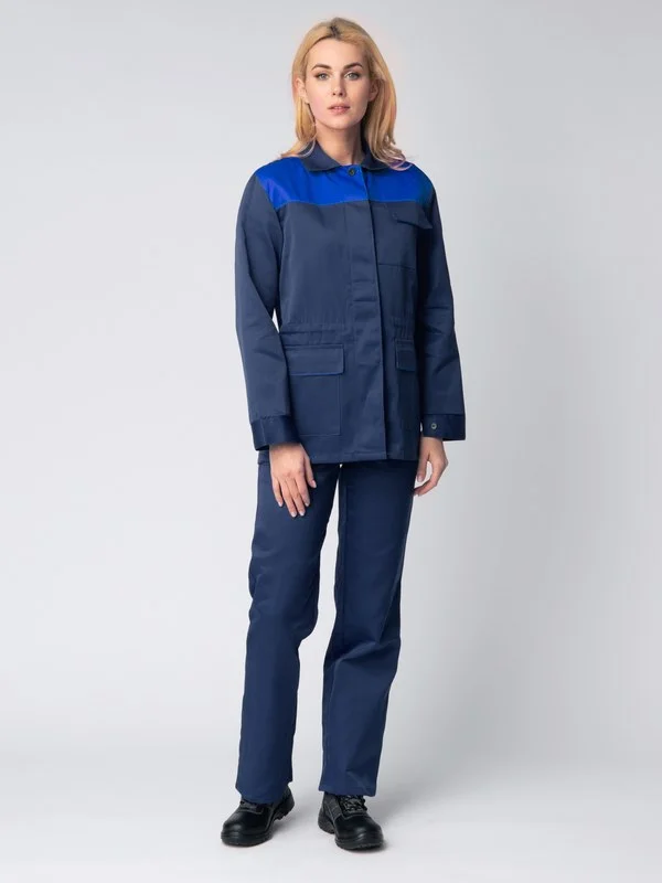 Костюм женский (тк.Смесовая,210) брюки, т.синий/васильковый