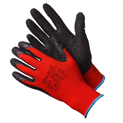 Красные нейлоновые перчатки с текстурированным латексом