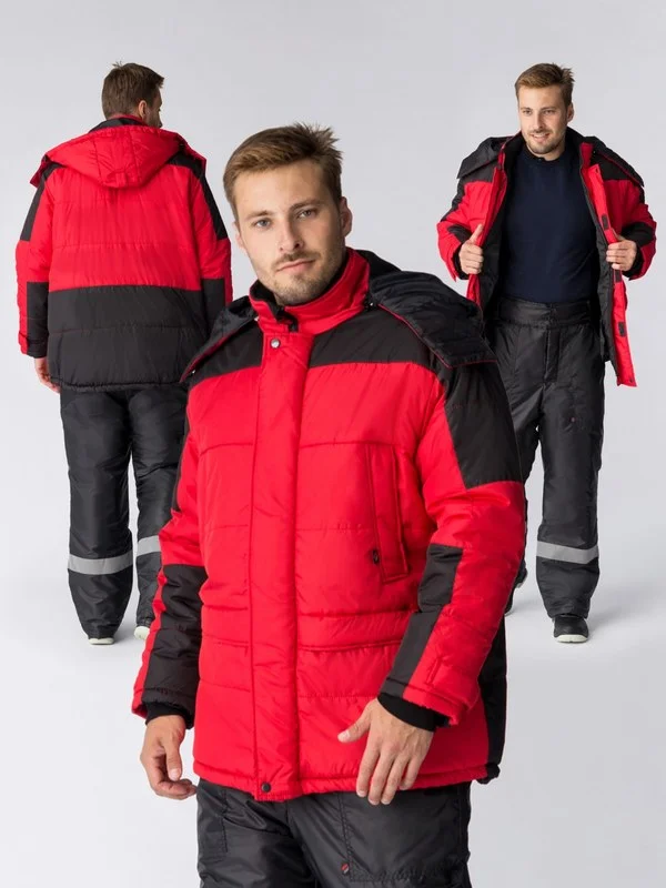 Куртка зимняя Европа (Дюспо), красный/черный