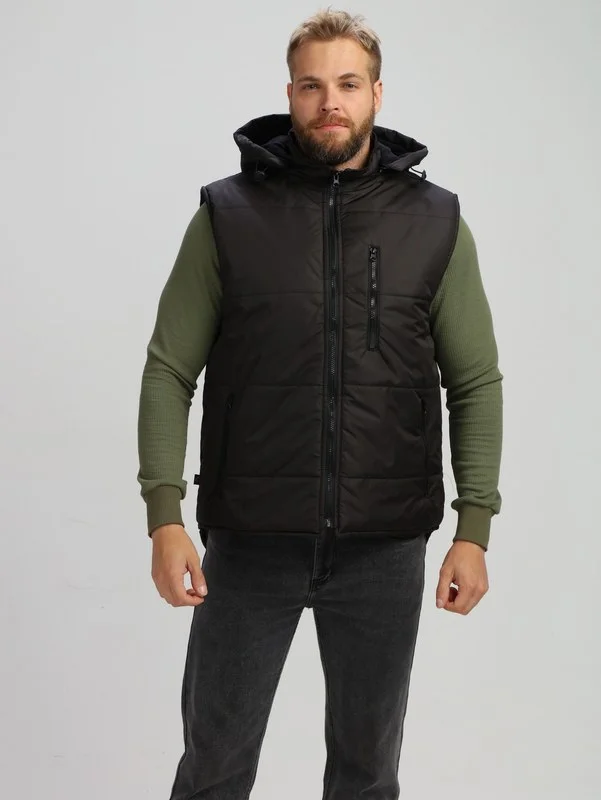 Жилет утепленный с капюшоном Резко (тк.Таслан,135), черный