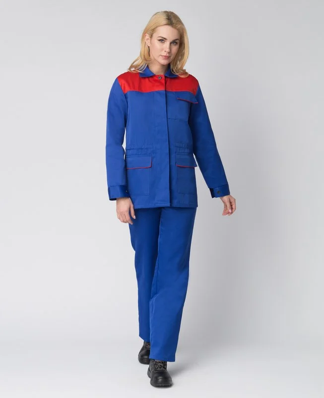 Костюм женский П. (тк.Смесовая,210) брюки, васильковый/красный