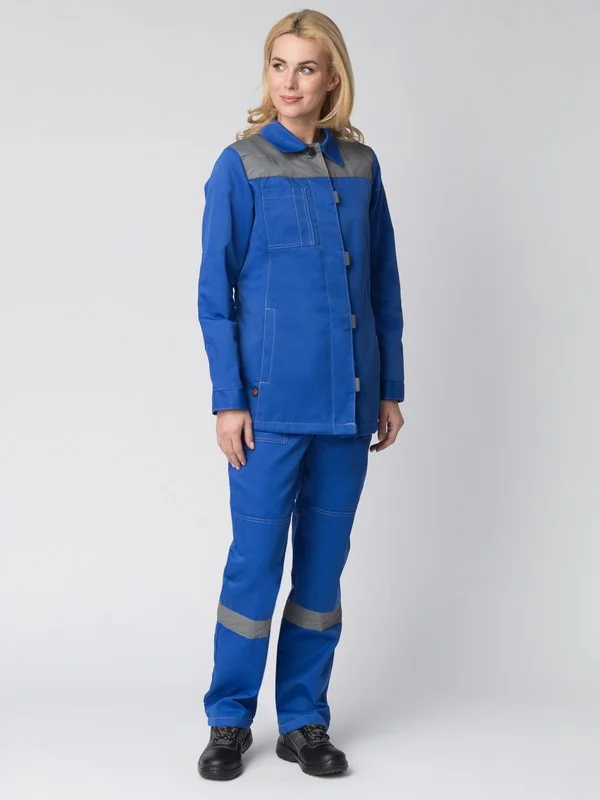 Костюм женский Веснис-1 СОП (тк.Смесовая,210) брюки, васильковый/серый