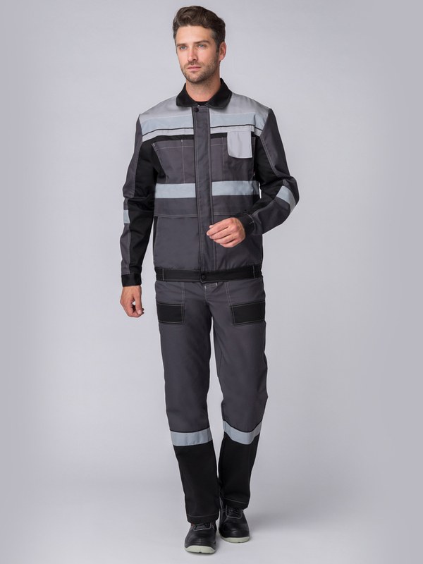 Костюм Вивантек-2 СОП У. (тк.Смесовая,240 ) п/к, т.серый/черный/св.серый