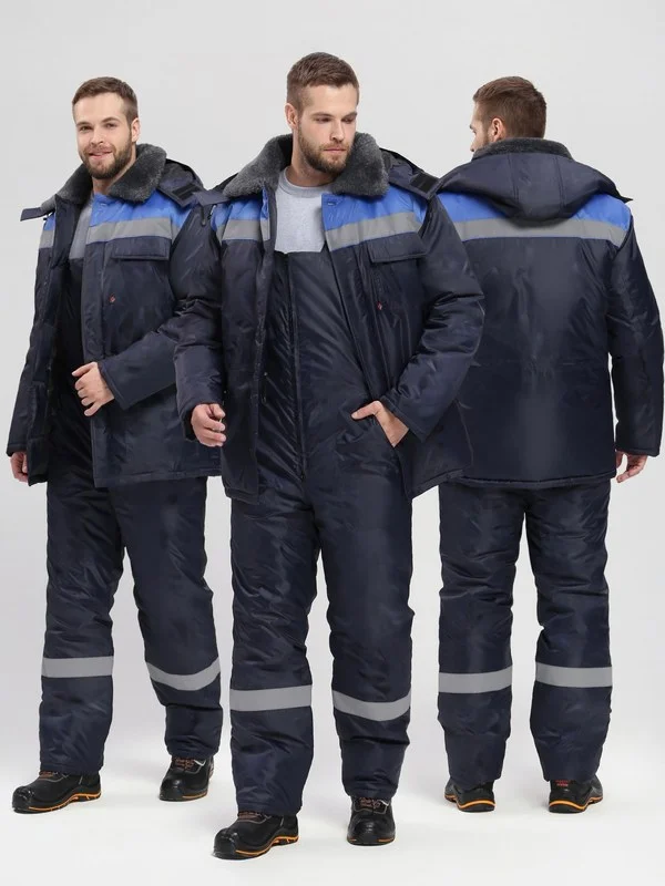 Костюм зимний Труженик-Ультра-2 (тк.Оксфорд) п/к, т.синий/васильковый