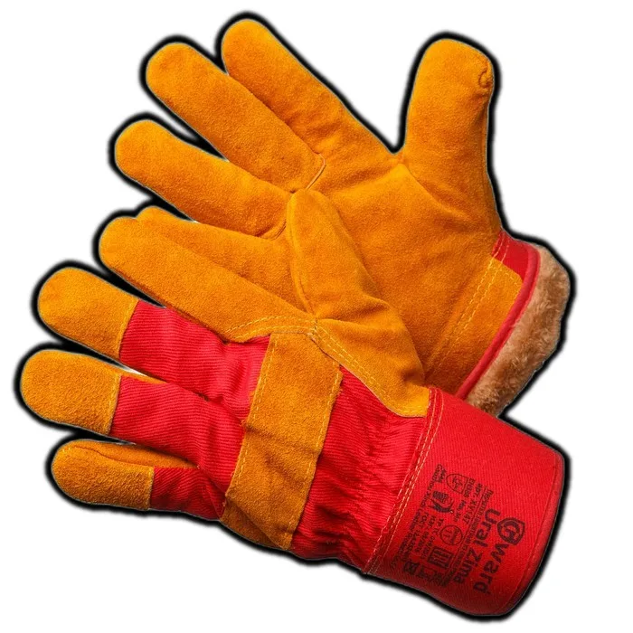 Утепленные комбинированные спилковые перчатки Класс А