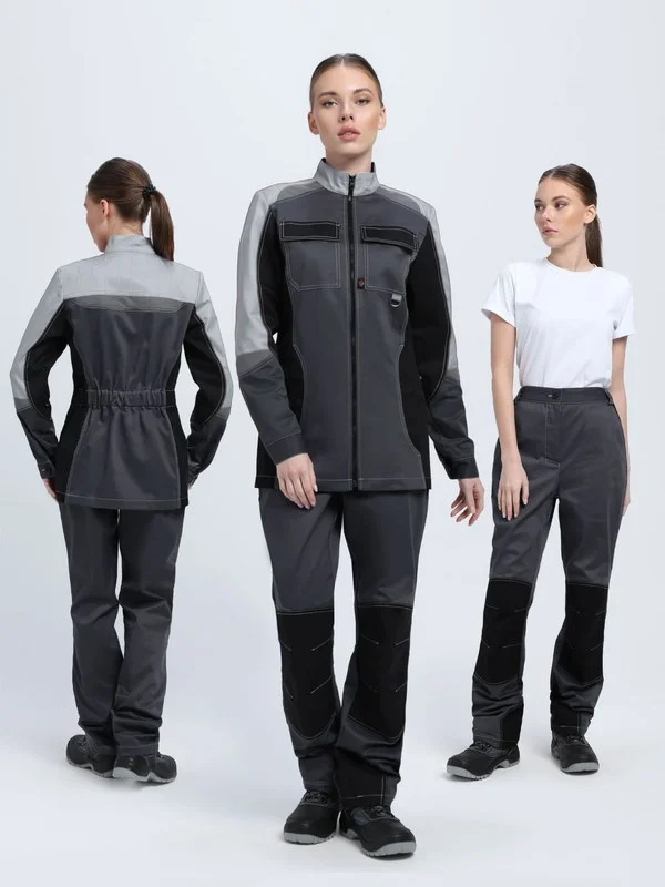 Костюм женский Вектрон-1 У. (тк.Смесовая,240) брюки, т.серый/св.серый/черный