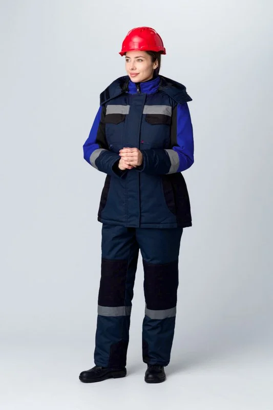 Костюм зимний женский Вектрон-2 СОП У. (тк.Смесовая,240) п/к, т.синий/черный/васильковый