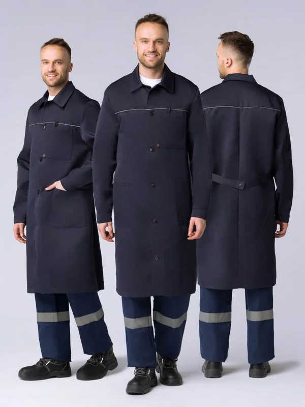 Халат мужской для ИТР (тк.Смесовая,210), т.синий