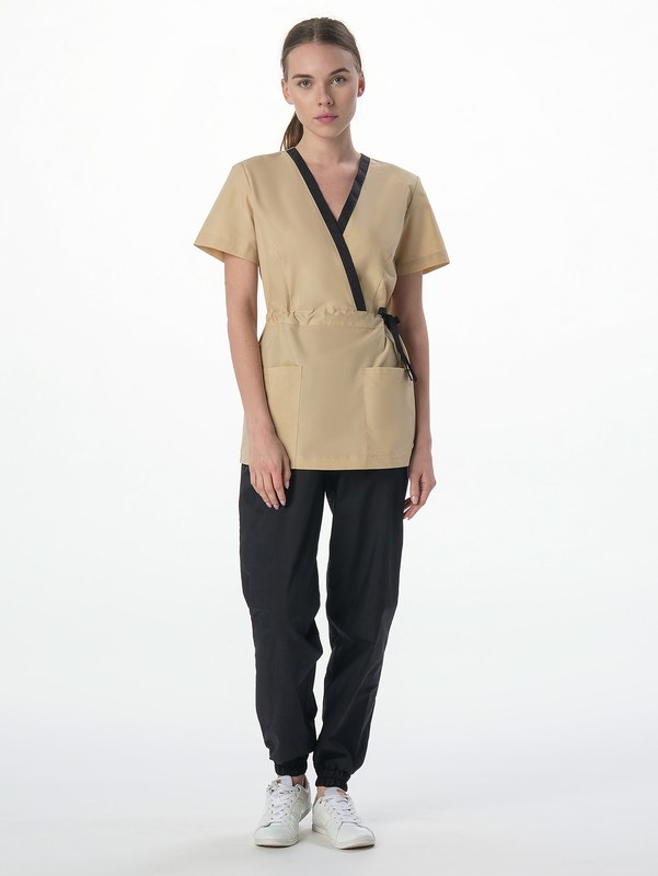 Костюм женский MedLine Арина (тк.Смесовая,120), черный/бежевый