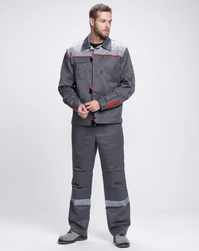Костюм Флофт-1 СОП У. (тк.Смесовая,210) брюки, т.серый/серый/красный