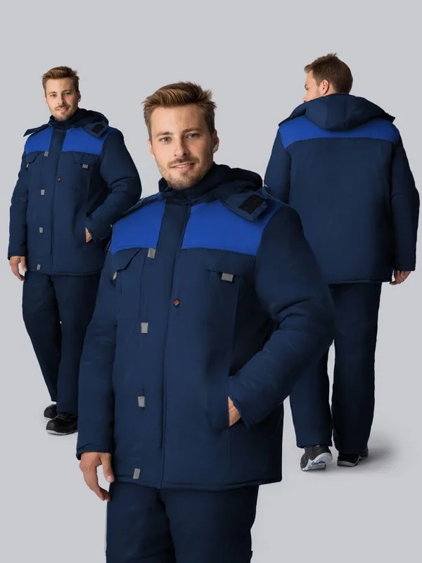 Куртка зимняя Флофт Премиум (тк.Смесовая,240), т.синий/васильковый/серый