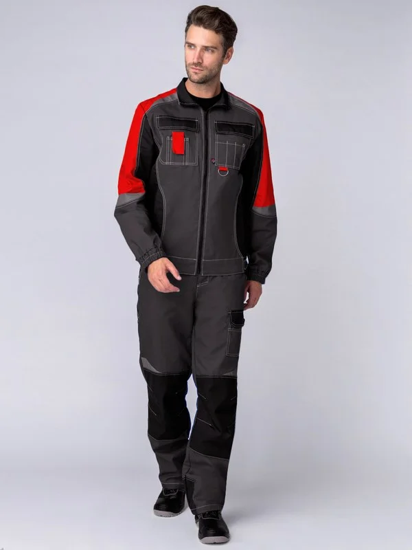 Костюм Вектрон-2 У. (тк.Смесовая,240) п/к, серый/красный/черный
