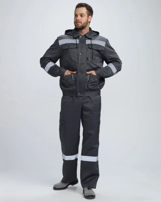 Костюм Нейч-2 СОП с капюшоном К. (тк. Смесовая, 210) п/к, т.серый/св.серый