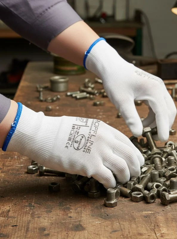 Перчатки ProfLineSpecialist нейлоновые с ПУ-покрытием, белый