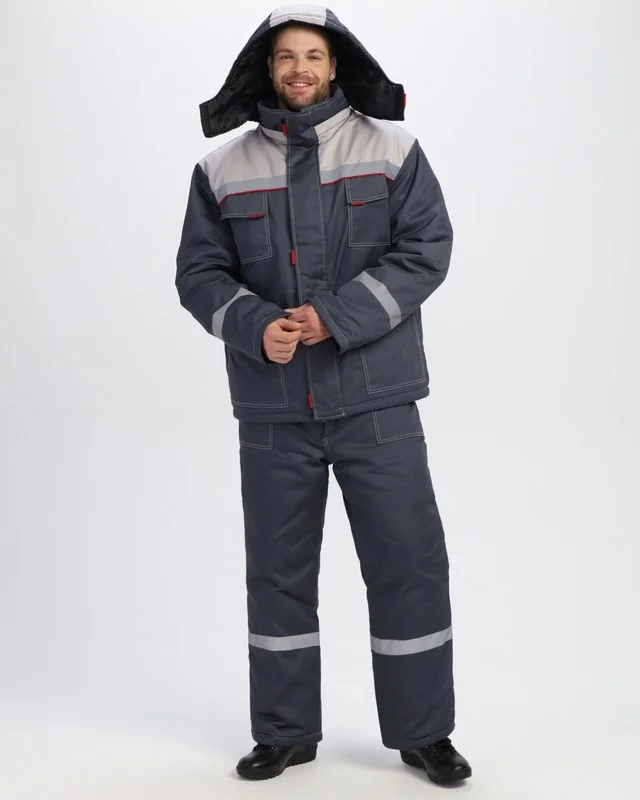 Костюм зимний Флофт-1 СОП (тк.Смесовая,240) брюки, т.серый/св.серый