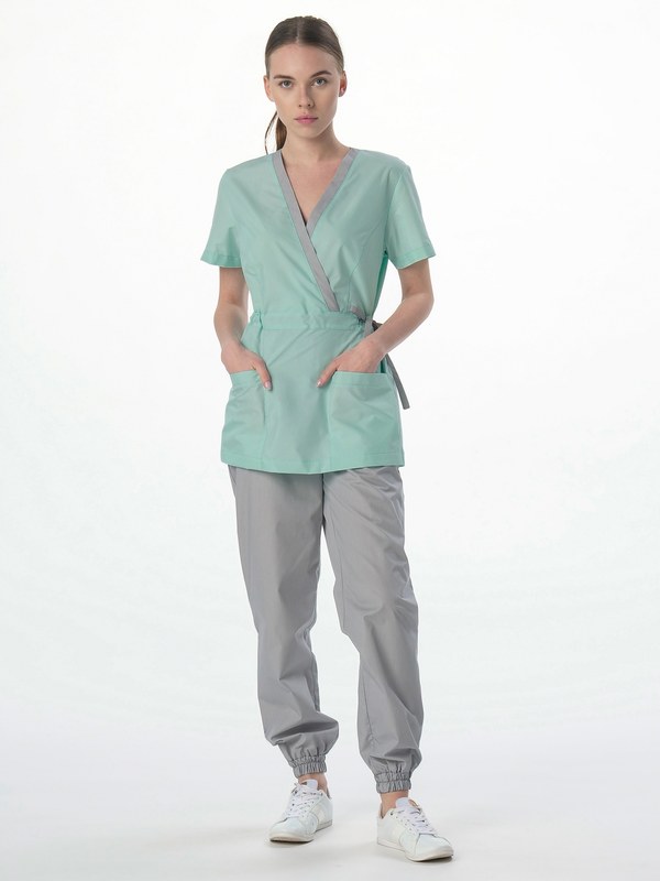 Костюм женский MedLine Арина (тк.Смесовая,120), серый/мятный