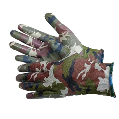 Садовые перчатки расцветки  MILITARY с нитрилом