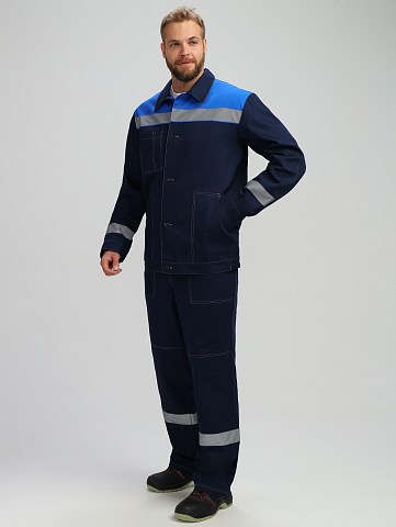 Костюм Лигор®-2 СОП (тк.Саржа,250) п/к, т.синий/васильковый