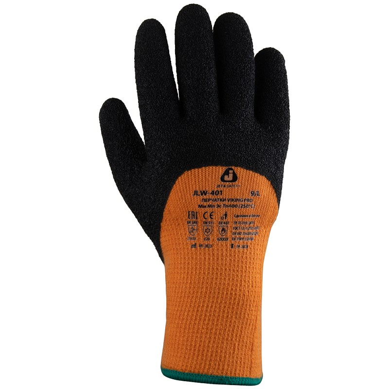 Перчатки Viking Pro JLW-401 Jeta Safety трикотажные из синтетических нитей с начесом с латексным покрытием на 3/4