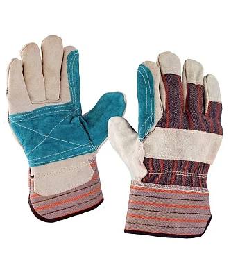 Перчатки спилковые комбинированные тканью, исх.мех, РТ2111