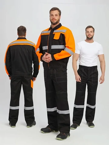 Костюм Вивантек-1 СОП К. (тк.Смесовая МВО,240) брюки, черный/оранжевый