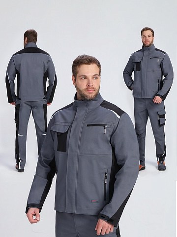 Куртка ProfLineLeader (тк.Хлопок/Спандекс,260), серый/черный