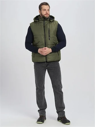 Жилет утепленный с капюшоном Резко (тк.Таслан,135), хаки