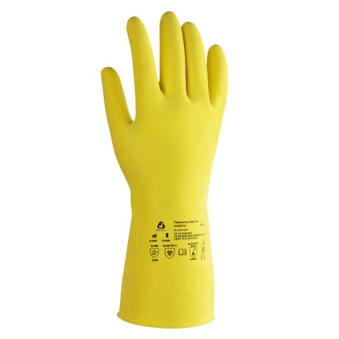 Химические перчатки из латекса JHG-101 Acid Eco с хлопковым напылением