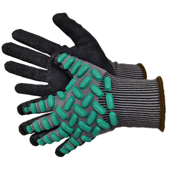 Виброзащитные перчатки из HPPE-волокна с латексным покрытием