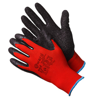 Красные нейлоновые перчатки с текстурированным латексом