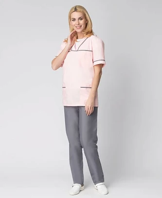 Женский костюм Ирис (ткань ТиСи), розовый/серый