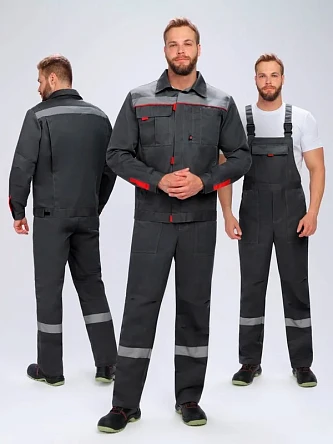 Костюм Флофт-2 Премиум СОП У. (тк.Смесовая,240) п/к, т.серый/серый/красный