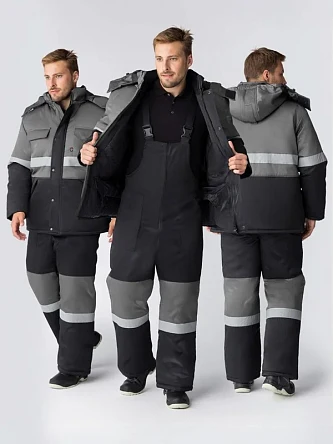 Костюм зимний Нордхард-2 СОП (тк.Смесовая,250) п/к, черный/серый