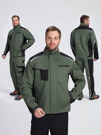 Куртка ProfLineLeader (тк.Хлопок/Спандекс,260), хаки/черный