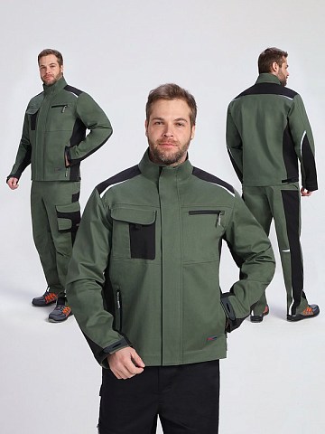 Куртка ProfLineLeader (тк.Хлопок/Спандекс,260), хаки/черный