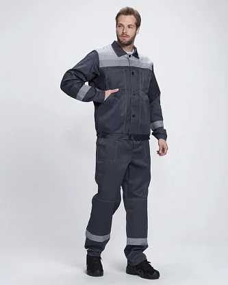 Костюм Лигор-1 СОП Н. (тк.Смесовая,210) брюки, т.серый/св.серый