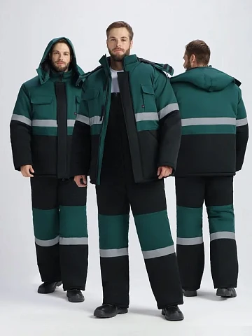 Костюм зимний Нордхард-2 СОП (тк.Смесовая,250) п/к, черный/зеленый