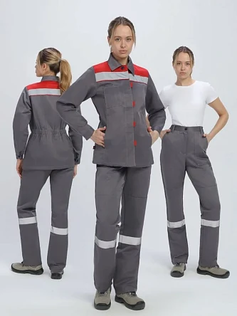 Костюм женский Веснис-1 СОП (тк.Смесовая,210) брюки, т.серый/красный