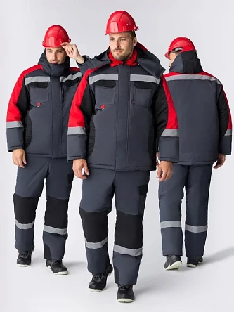 Костюм зимний Вектрон-2 СОП (тк.Смесовая,240) п/к, черный/красный/серый