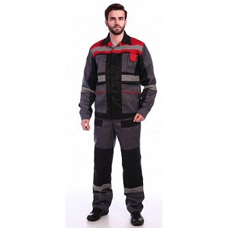 Костюм Вивантек-2 СОП (тк.Смесовая,210) п/к, серый/черный/красный