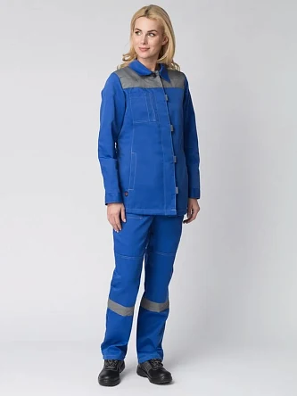 Костюм женский Веснис-1 СОП (тк.Смесовая,210) брюки, васильковый/серый