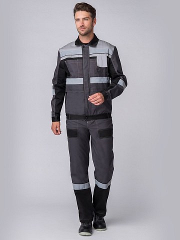 Костюм Вивантек-2 СОП У. (тк.Смесовая,240 ) п/к, т.серый/черный/св.серый