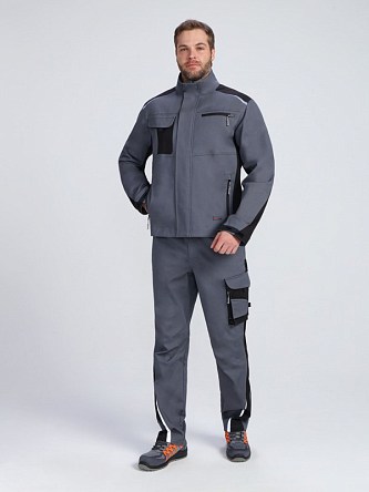 Костюм ProfLineLeader-1 (тк.Хлопок/Спандекс,260) брюки, серый/черный