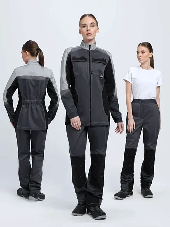 Костюм женский Вектрон-1 У. (тк.Смесовая,240) брюки, т.серый/св.серый/черный